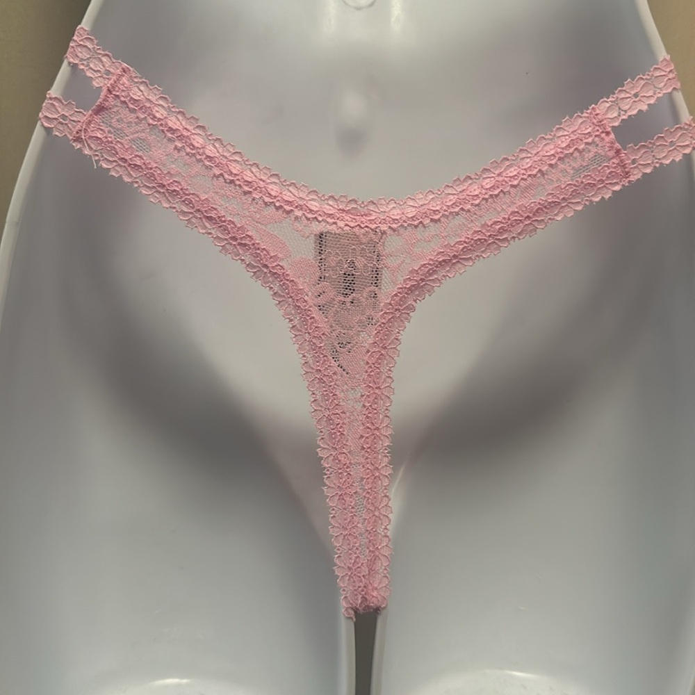 ✨💕NWT Victoria's Secret PINK Wink Charmed Fruit Strappy Thong Panty L Lace Pink💕 - Picture 11 of 16